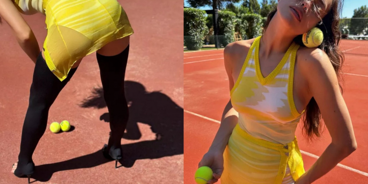 Irina Shayk wyszła na kort tenisowy w najbardziej niepraktycznej parze butów