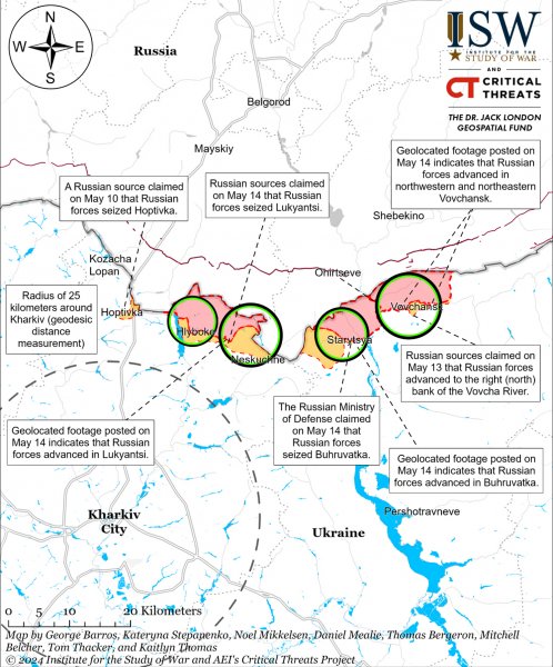 ISW wyjaśniła spowolnienie rosyjskiej ofensywy w rejonie Charkowa i ujawnił straty okupantów za dzień (mapa)