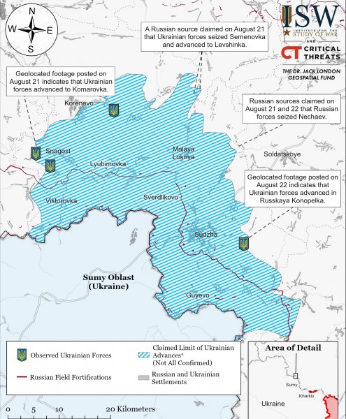 ISW pokazało postęp ofensywy Sił Obronnych w obwód kurski (MAPA)