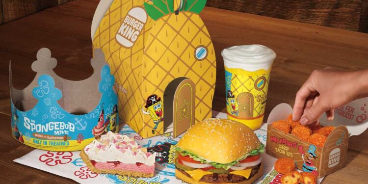 Burger King wprowadza menu inspirowane SpongeBob Movie z limitowanymi daniami i zabawkami. Oferta dostępna za granicą, lecz na razie nie w Polsce.