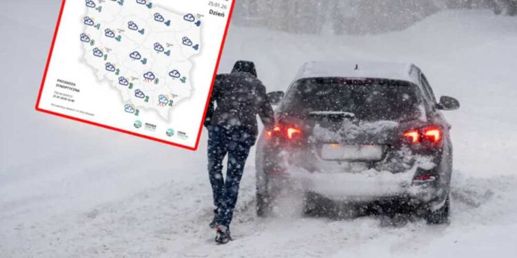 Polska czeka mroźna i zmienna pogoda. Śnieg, marznący deszcz, gołoledź i spadki do -18°C wymagają ostrożności na drogach przez cały tydzień.