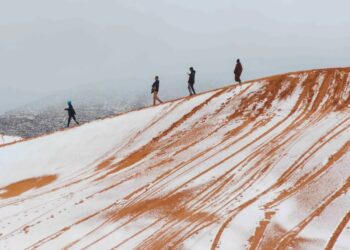 Na pustyni Sahara, w pobliżu algierskiego Ajn Sefra, spadł rzadki śnieg po spadku temperatury poniżej zera. To już siódmy taki przypadek w ciągu 40 lat.