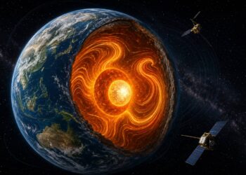 Satelity ESA wykryły zmianę ruchu zewnętrznego jądra Ziemi pod Oceanem Spokojnym. Strumienie stopionego żelaza zmieniły kierunek około 2010 r.