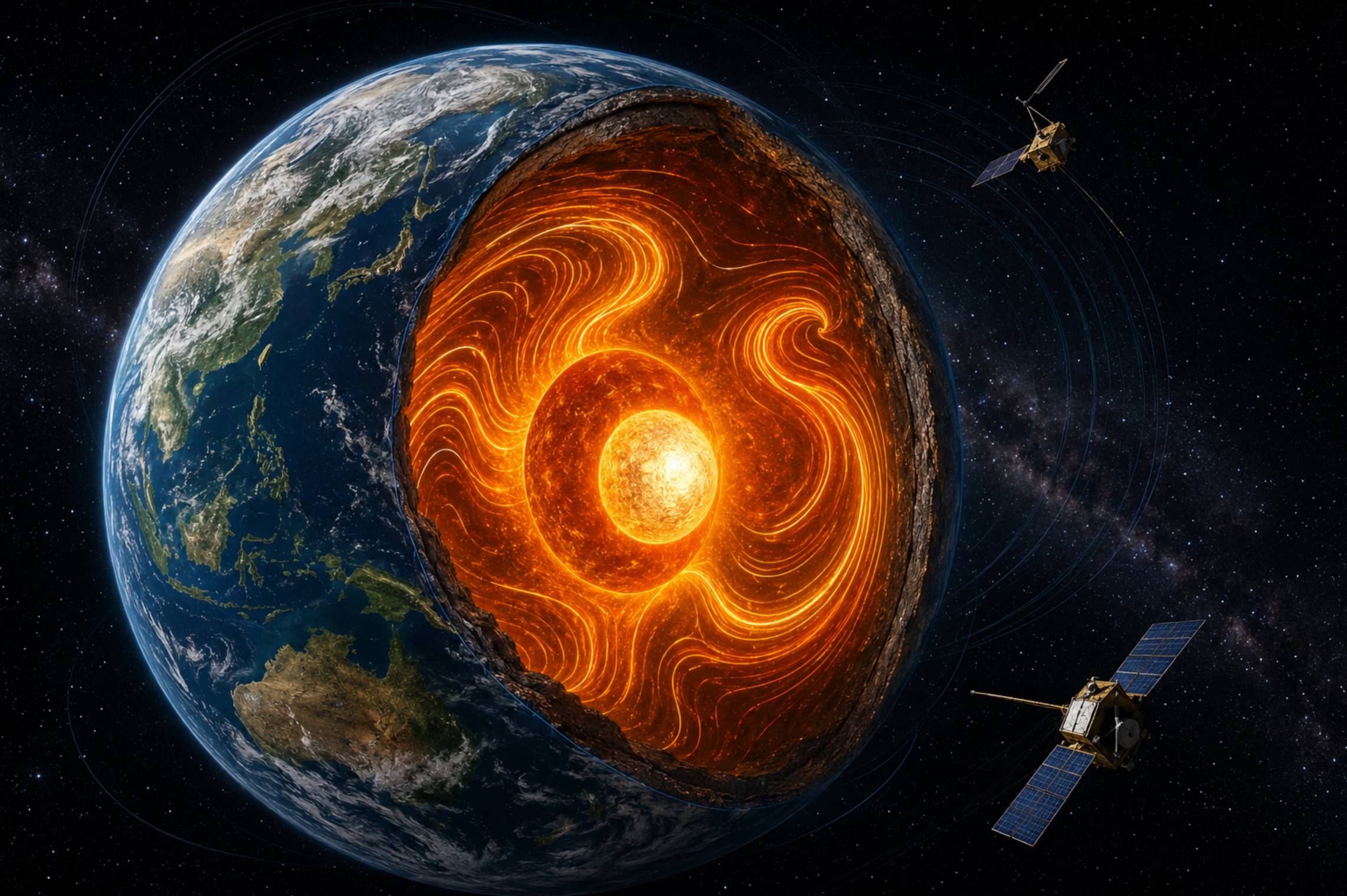 Jądro Ziemi pod Oceanem Spokojnym zmieniło ruch. Co odkryły satelity ESA