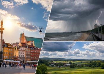 Pogoda w Polsce 5 czerwca 2026: ciepło, 22-26°C, lokalne opady i burze na wschodzie oraz północy. Sprawdź prognozę IMGW na piątek dla regionów i miasta całej Polski.