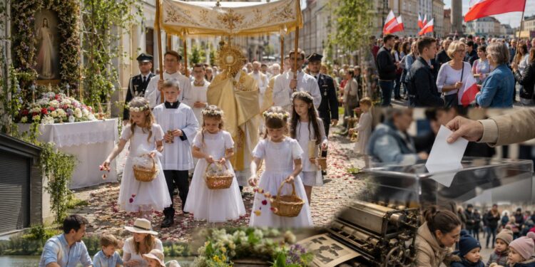 Święta 4 czerwca 2026 w Polsce: Boże Ciało jako dzień wolny od pracy, Dzień Wolności, zakazy, tradycje kościelne, przesądy ludowe oraz święta międzynarodowe.