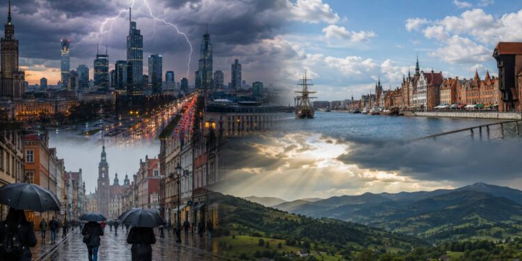 Prognoza pogody w Polsce na 12 czerwca 2026: umiarkowane zachmurzenie, miejscami przelotny deszcz, 16–22°C i silniejszy, porywisty wiatr na zachodzie kraju w piątek.